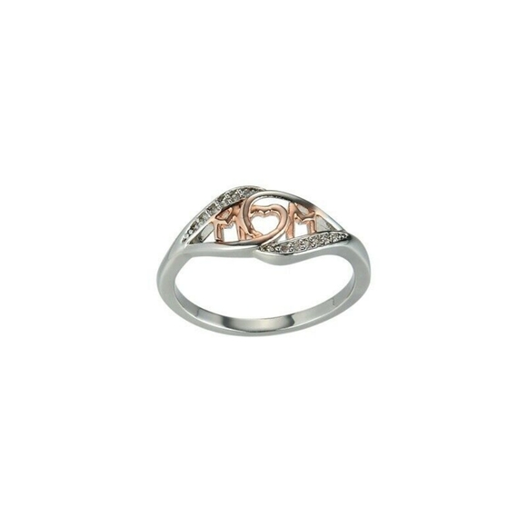 2-Tone MOM Rhinestone Crystal Ring - Picture 2 of 6